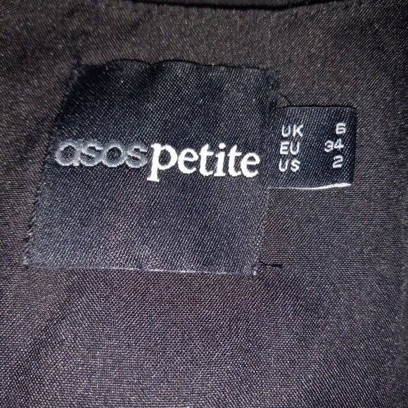 ASOS Size 2 Petite Dress Little Black Embroidered Sleeveless Floral Sequin Beads - Picture 8 of 10